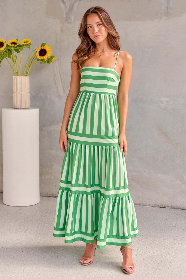 Summer Striped Suspender Maxi Dress with Pockets – Square Neck & Backless Design - Image 8