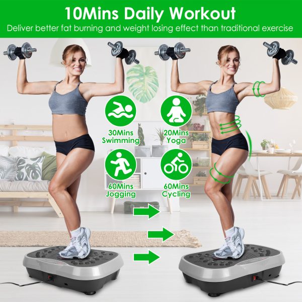 Vibration Exercise Machine with Resistance Bands & Remote – 120 Speed Whole Body Workout Platform for Weight Loss, Toning & Recovery - Image 4