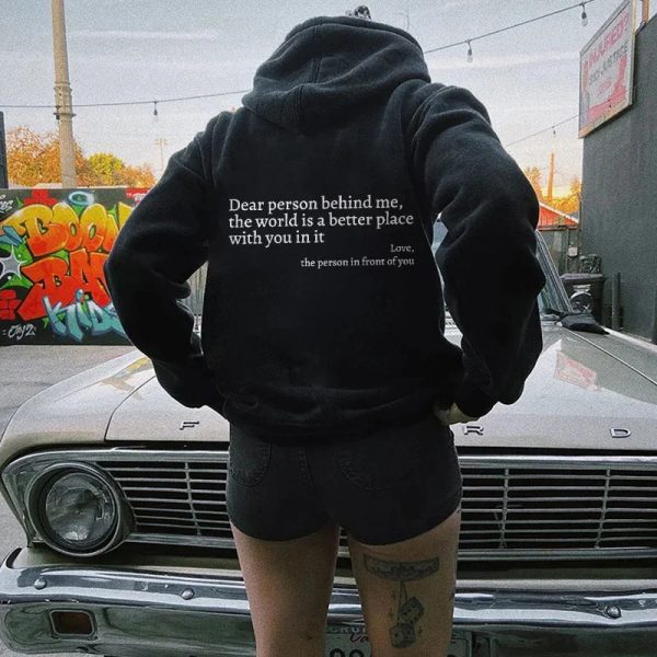 Inspirational "Dear Person Behind Me" Unisex Plush Hoodie with Kangaroo Pocket - Image 2