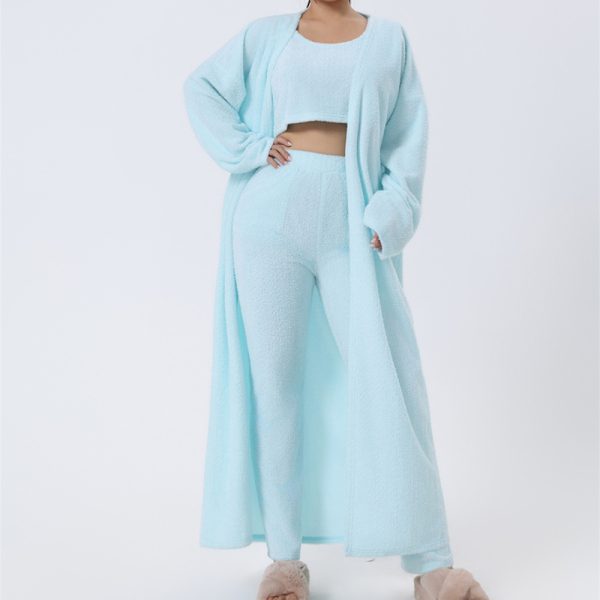 Soft & Fluffy 3-Piece Women’s Pajama Lounge Set with Cardigan