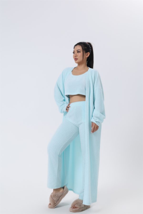 Soft & Fluffy 3-Piece Women’s Pajama Lounge Set with Cardigan - Image 3