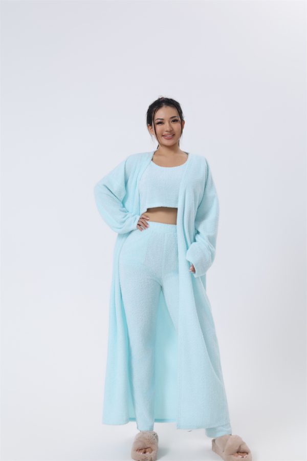 Soft & Fluffy 3-Piece Women’s Pajama Lounge Set with Cardigan - Image 4