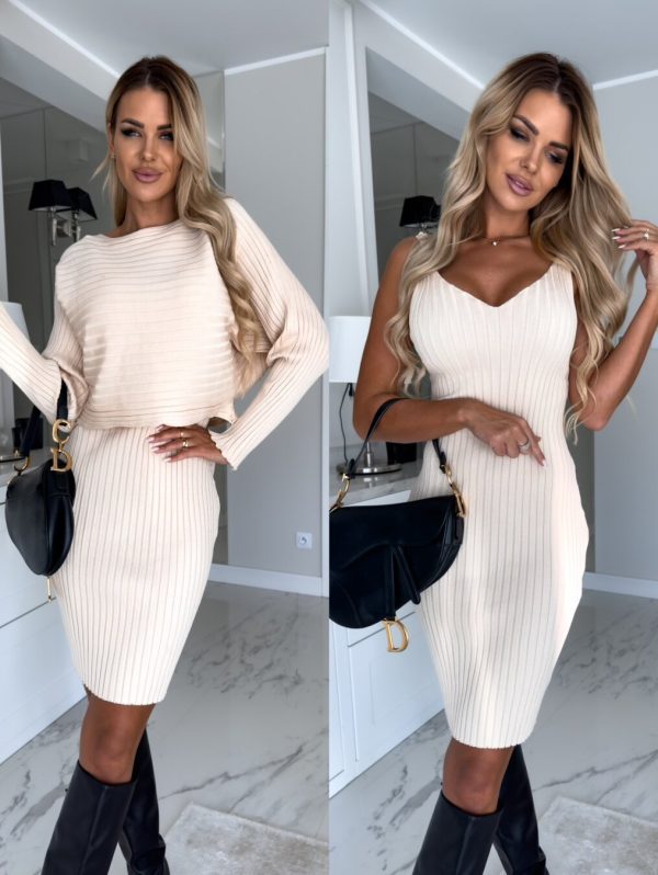 Women’s 2-Piece Stripe Top & Suspender Skirt Set – Autumn/Winter Slim Fit - Image 7