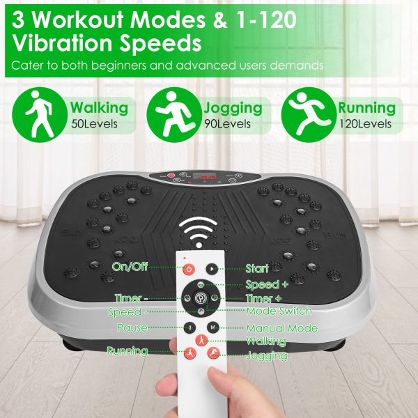 Vibration Exercise Machine with Resistance Bands & Remote – 120 Speed Whole Body Workout Platform for Weight Loss, Toning & Recovery - Image 8