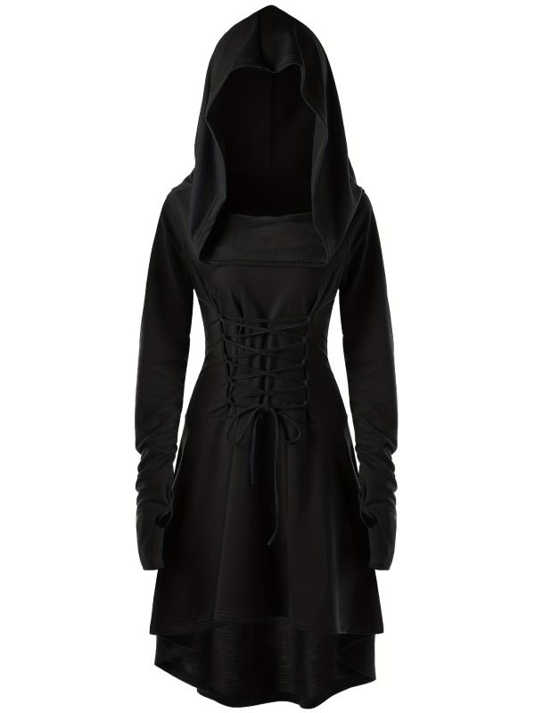 Gothic Hooded Cosplay / Halloween Dress – Elegant Long Sleeve Costume - Image 4
